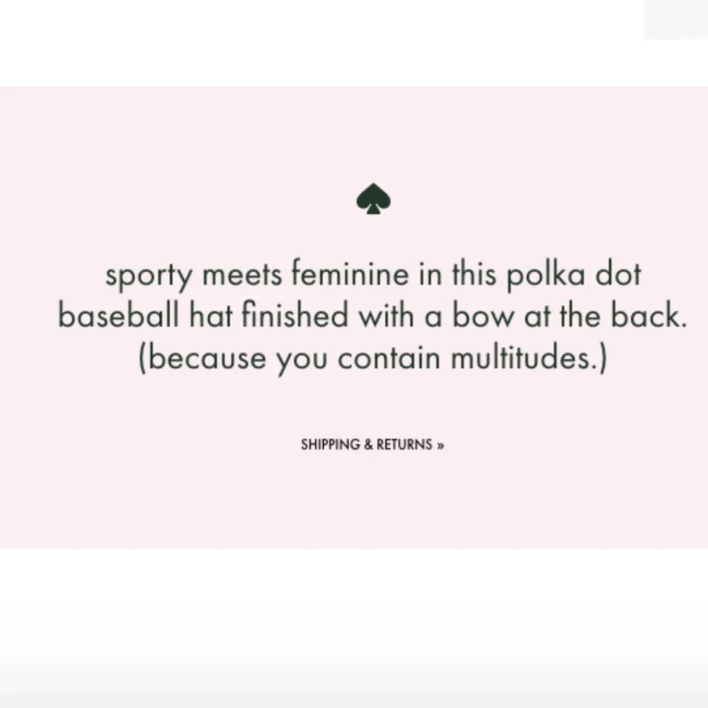 kate spade black white polka dot bow baseball hat cap nwt - Picture 6 of 6